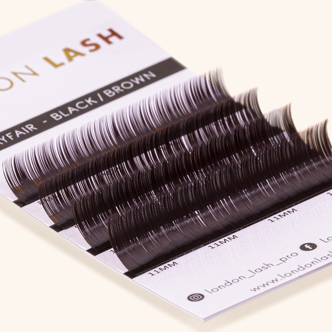 EXTENSIONS DE CILS BRUN FONCÉ MAYFAIR - BOÎTE D’ÉCHANTILLON, extension de cils, extension de cils volume russe, extensions de cils, London Lash