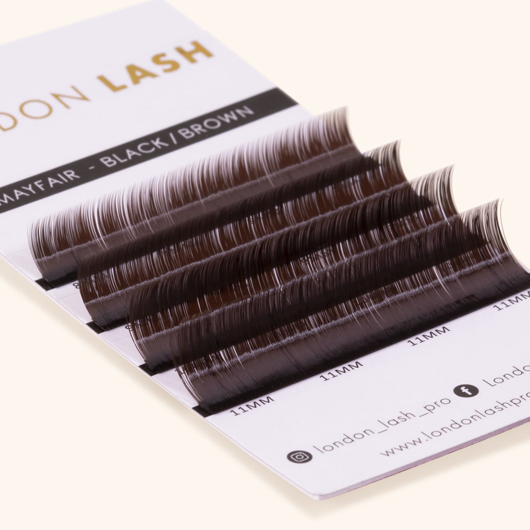 EXTENSIONS DE CILS BRUN FONCÉ MAYFAIR - BOÎTE D’ÉCHANTILLON, extension de cils, extension de cils volume russe, extensions de cils, London Lash